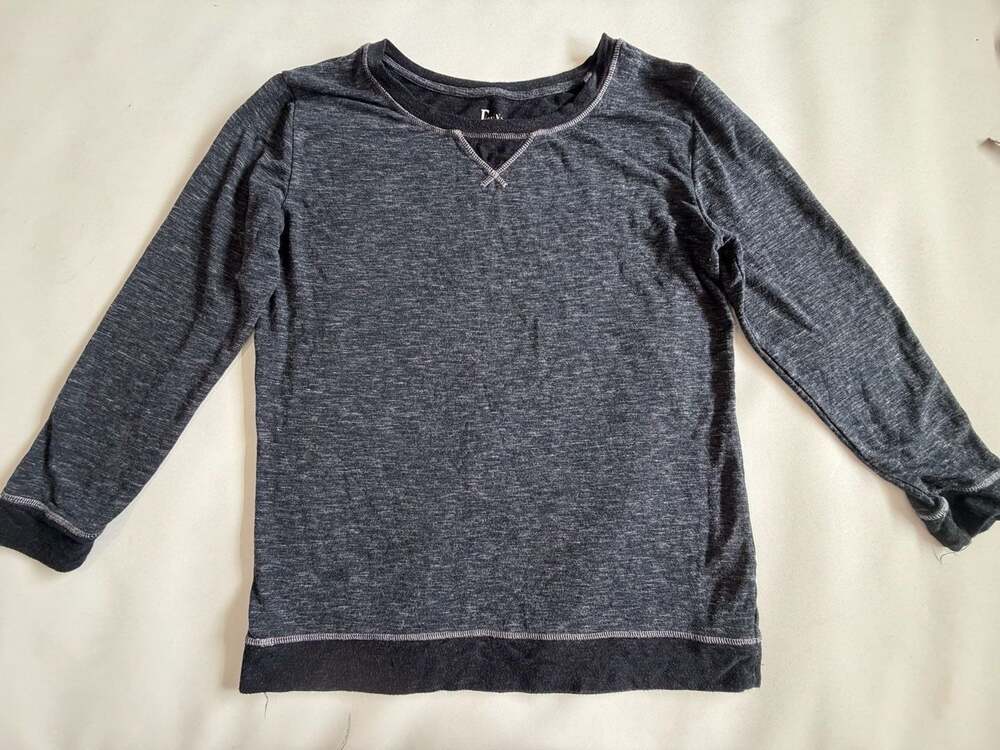 Felina L Dark Gray Heather Long Sleeve Thermal Top Lounge Pajama Basic Cozy